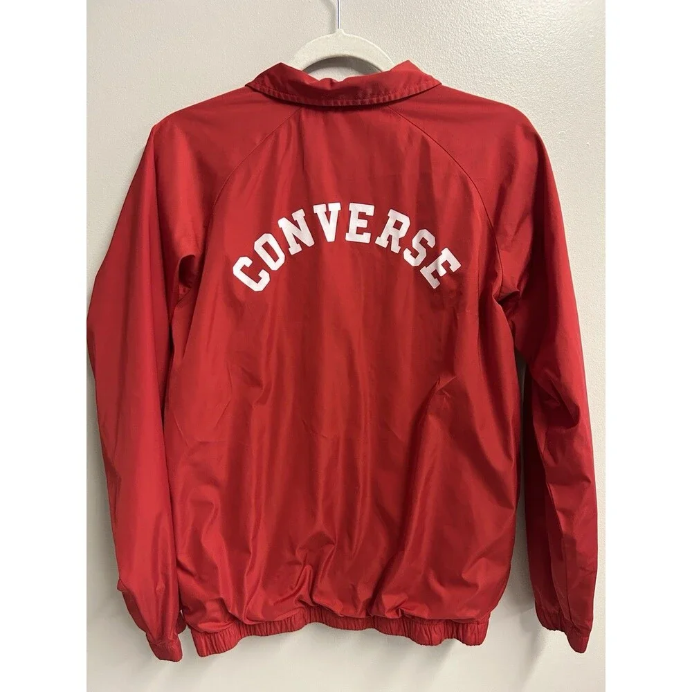 Converse Red Coach Jacket Lightweight Button-Up Windbreaker Boys Size XL